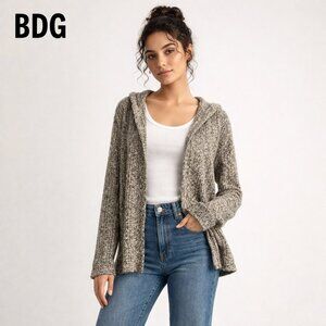 BDG Cardigan Sweater Hoodie Soft Stretchy Open Lightweight Black White XS